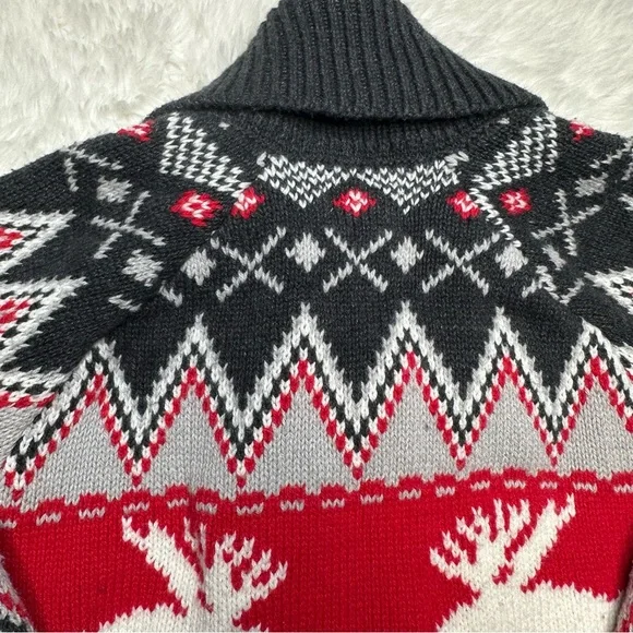 Hatley Sweater Buttoned Festive Red/White/Grey Size 6 - Picture 9 of 16